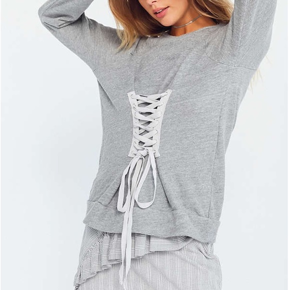 NWT Truly Madly Deeply Corset Tie Sweatshirt M - Picture 2 of 4